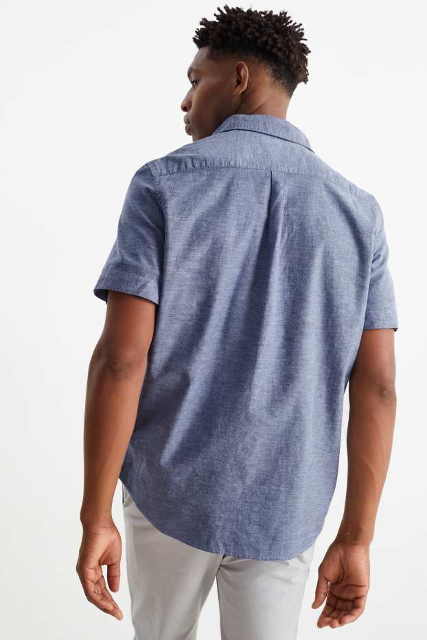 Bărbați - Cămașă Oxford - regular fit - guler cu nasturi - albastru închis