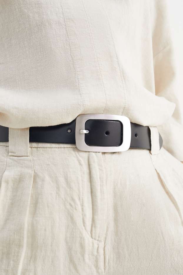 Femmes - Ceinture en cuir - noir