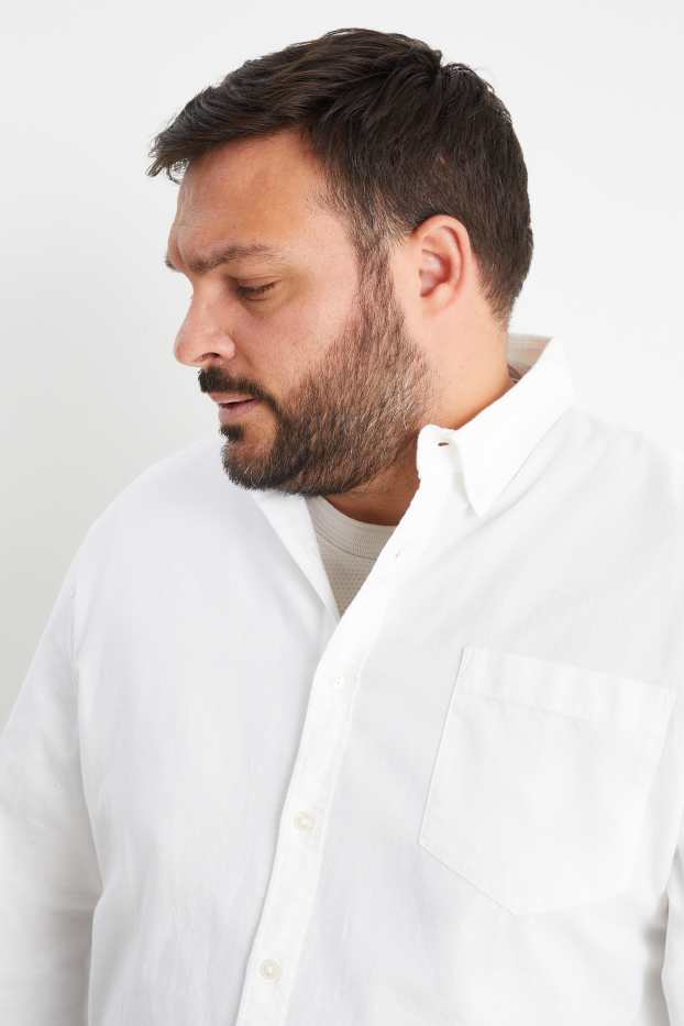Hommes - Chemise oxford - regular fit - col button-down - blanc crème