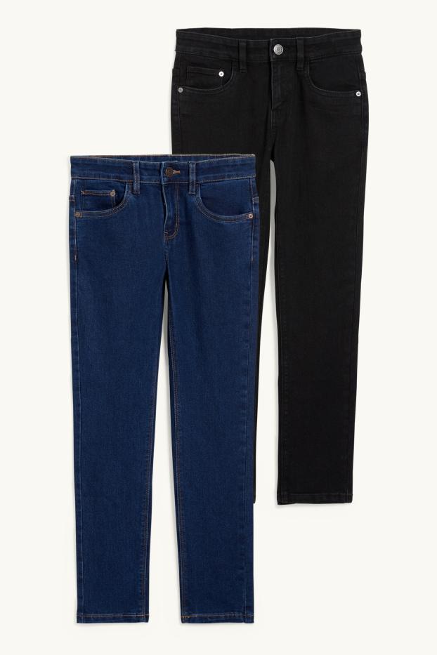 Kinderen: jongens - Set van 2 - skinny jeans - jeansdonkerblauw