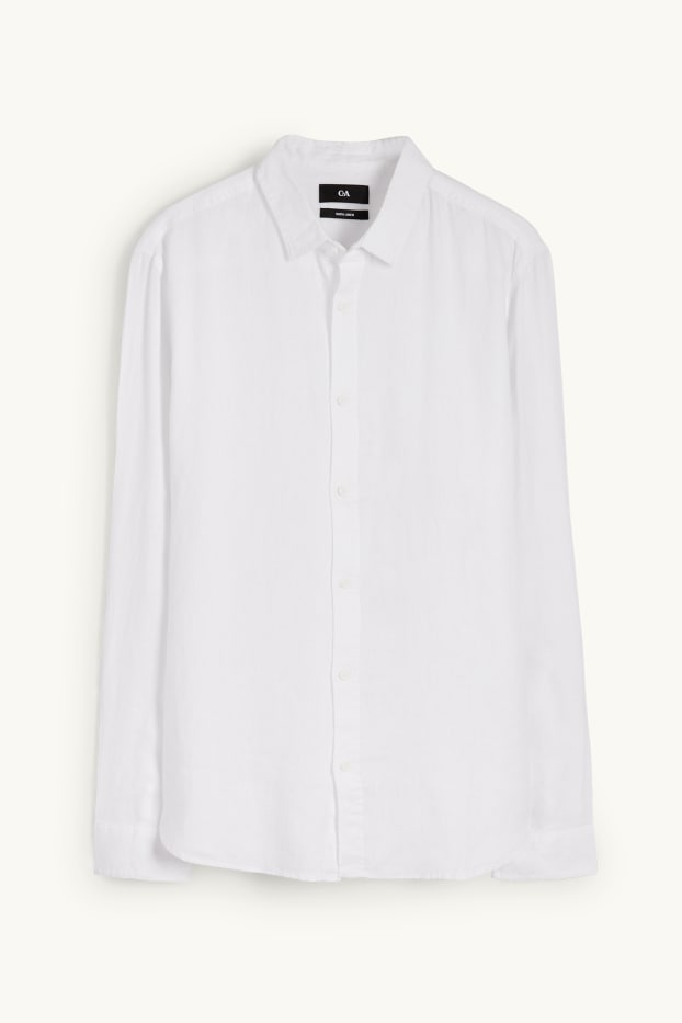 Men - Linen shirt - regular fit - Kent collar - white