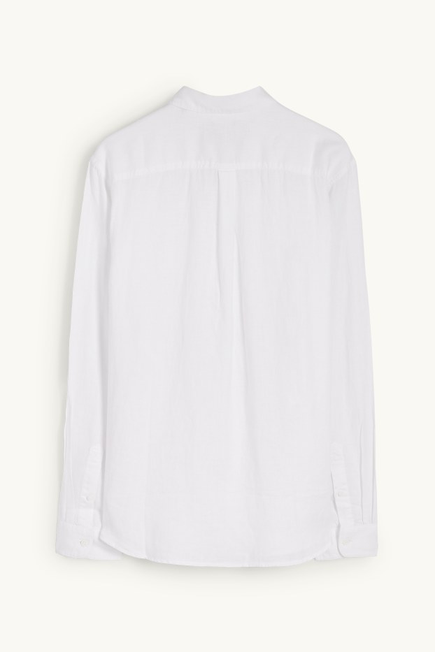 Men - Linen shirt - regular fit - Kent collar - white