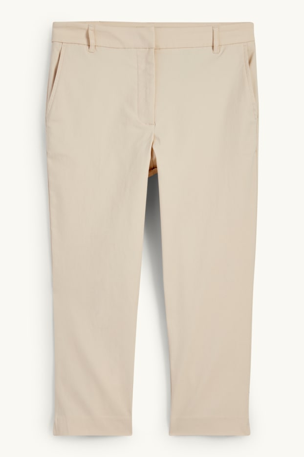 Dámské - Capri kalhoty - mid waist - slim fit - světle béžová