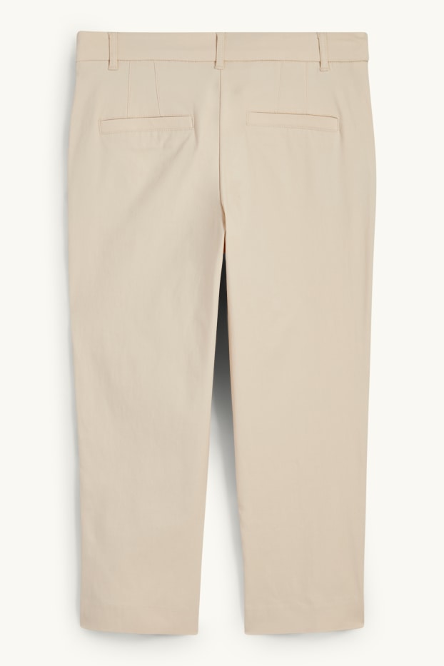 Dámské - Capri kalhoty - mid waist - slim fit - světle béžová