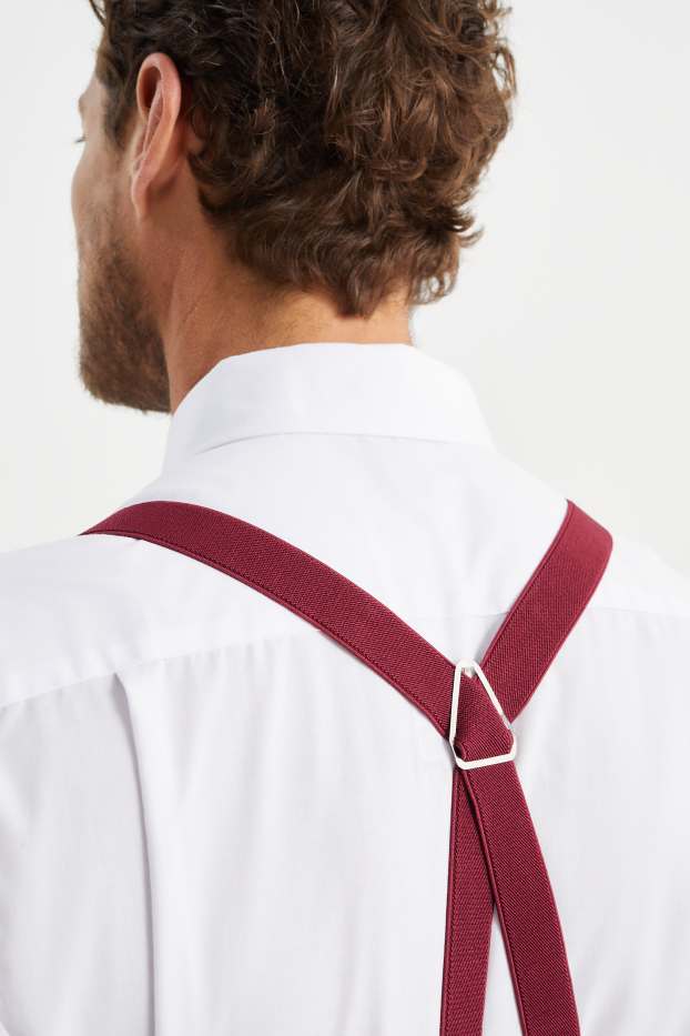 Men - Braces - dark red