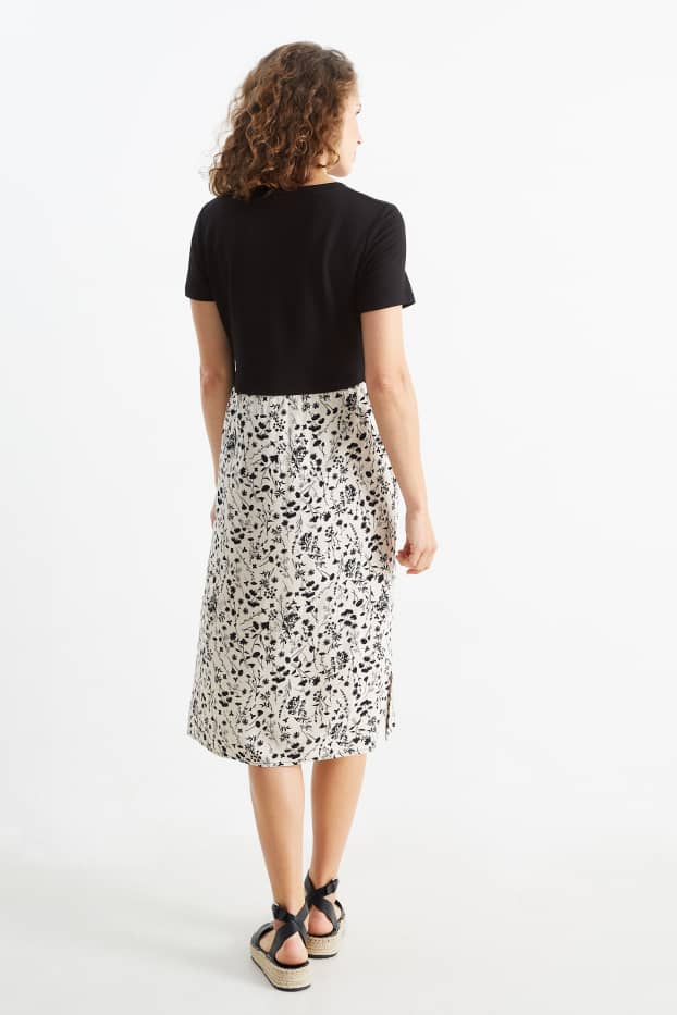 Damen - Umstandskleid - 2-in-1-Look - hellbeige