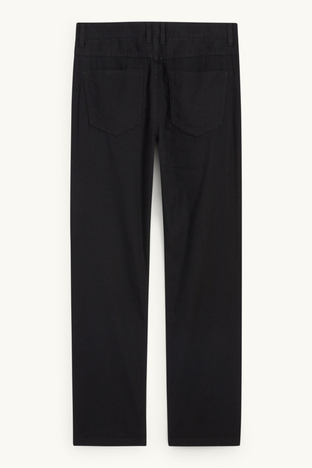 Pánské - Kalhoty - regular fit - lněná směs - černá