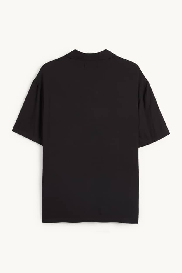 Bărbați - Cămașă - relaxed fit - guler cu rever - negru