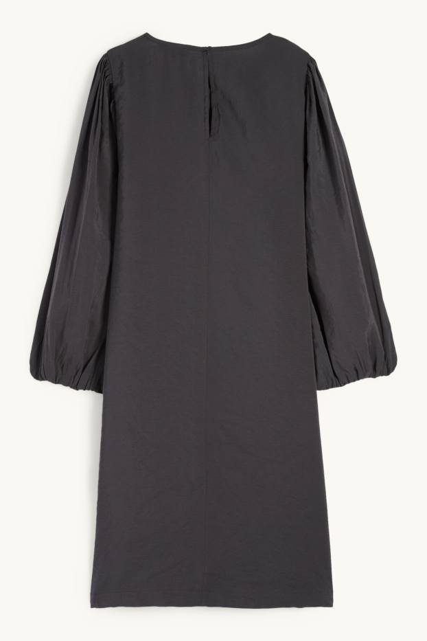 Damen - Kleid mit Puffärmeln - dunkelgrau