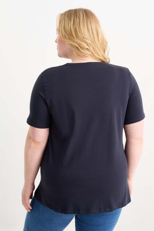 Femei - Multipack 2 buc. - tricou cu decolteu în V - LYCRA® - albastru închis