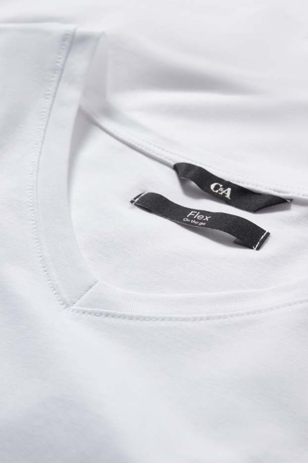 Mężczyźni - T-shirt - Flex - slim fit - biały