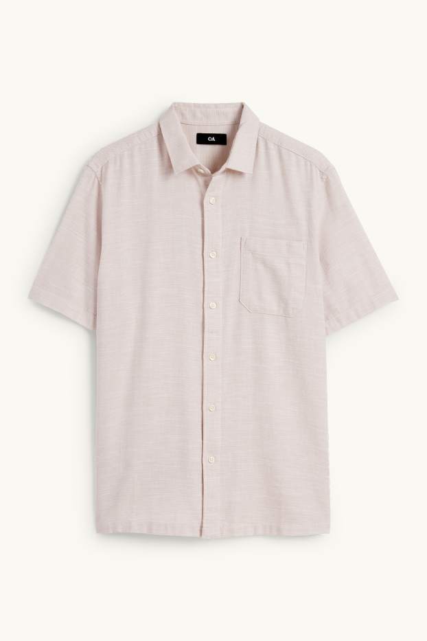 Men - Shirt - regular fit - Kent collar - light beige