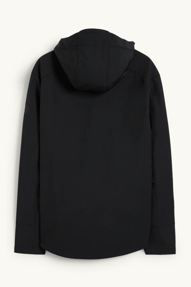 Hommes - Veste softshell à capuche - déperlante - 4 Way Stretch - noir