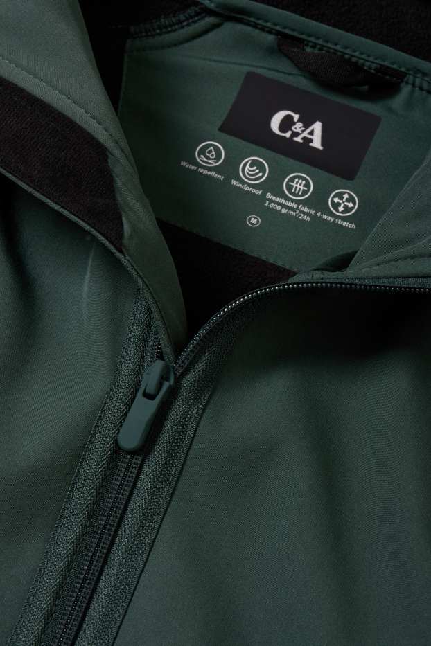 Men - Softshell jacket with hood - water-repellent - 4-Way Stretch - green