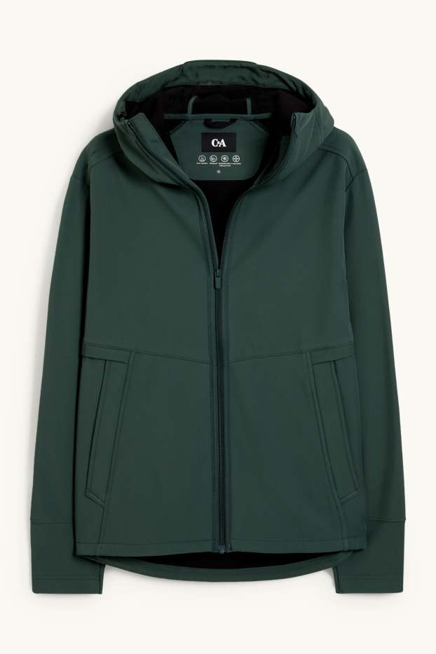 Men - Softshell jacket with hood - water-repellent - 4-Way Stretch - green