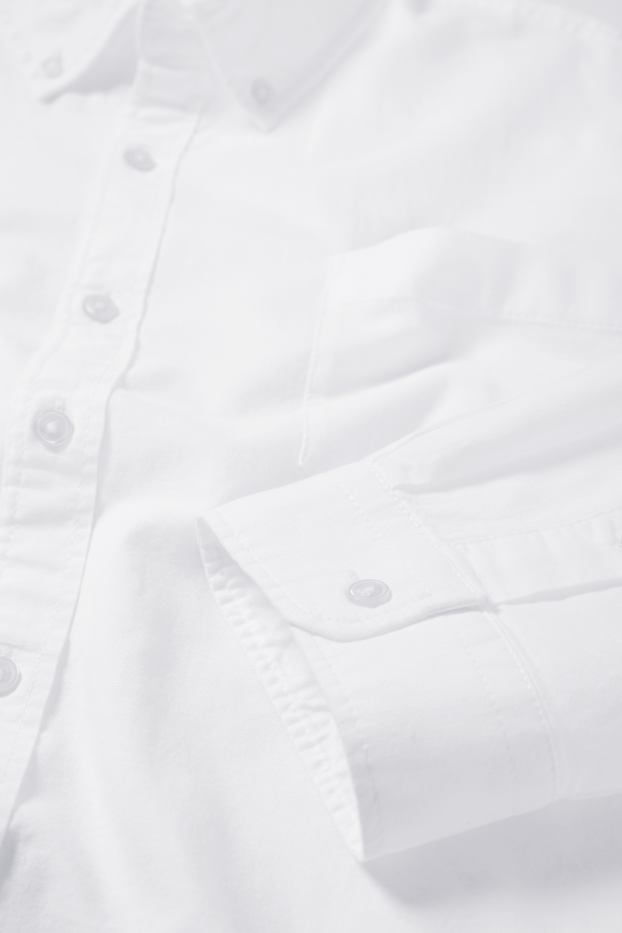 Hommes - Chemise oxford - regular fit - col button-down - blanc crème