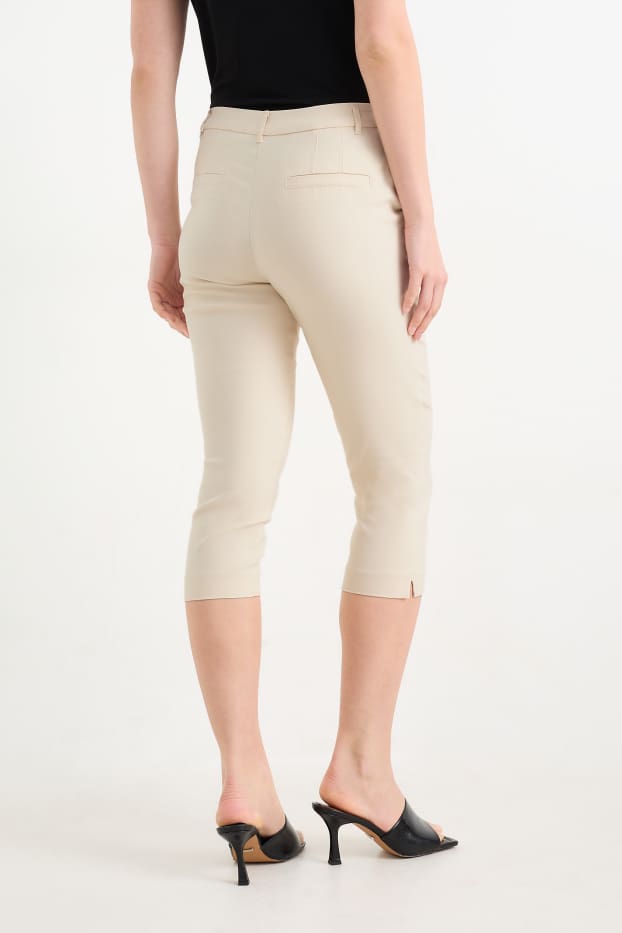 Dámské - Capri kalhoty - mid waist - slim fit - světle béžová