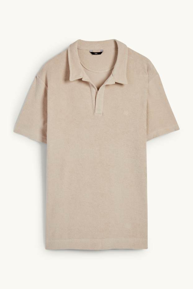 Hommes - Polo en éponge - beige