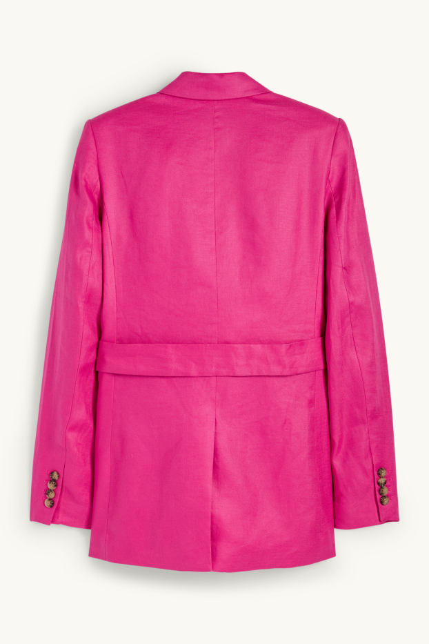 Femmes - Longblazer de bureau en lin - regular fit - rose