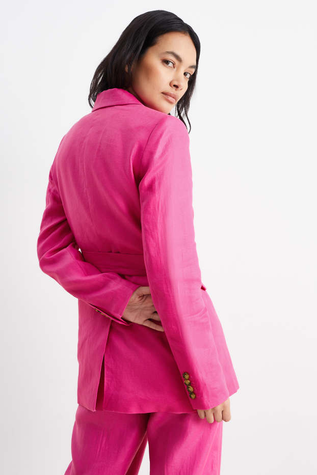 Femmes - Longblazer de bureau en lin - regular fit - rose