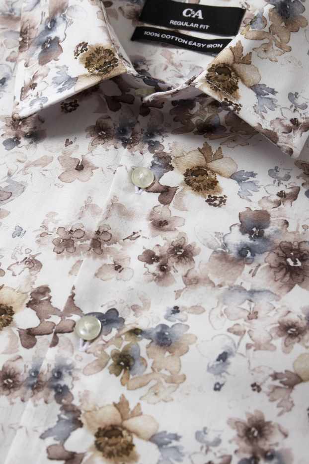 Heren - Business-overhemd - regular fit - kent - gemakkelijk te strijken - licht beige