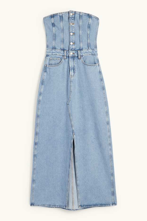 Damen - Jeans-Bandeau-Kleid - helljeansblau