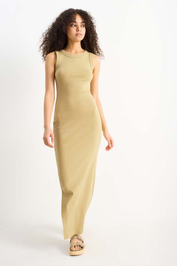 Femmes - Robe moulante - jaune moutarde