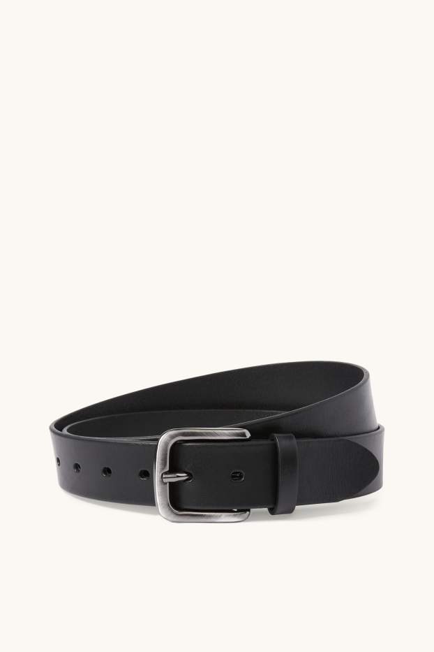 Men - Leather belt - black