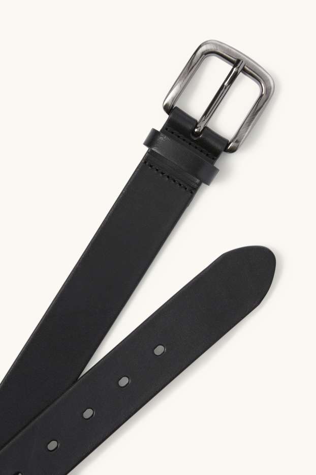 Men - Leather belt - black