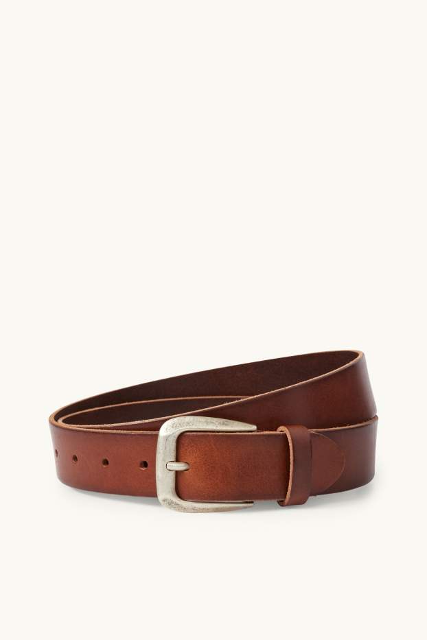 Hommes - Ceinture en cuir - marron foncé