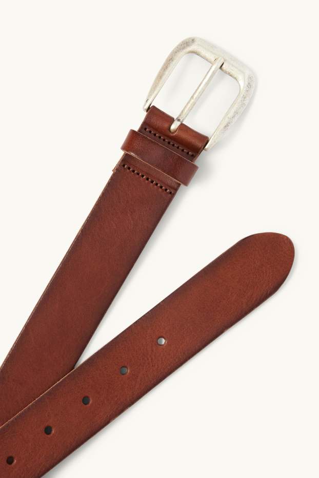 Hommes - Ceinture en cuir - marron foncé