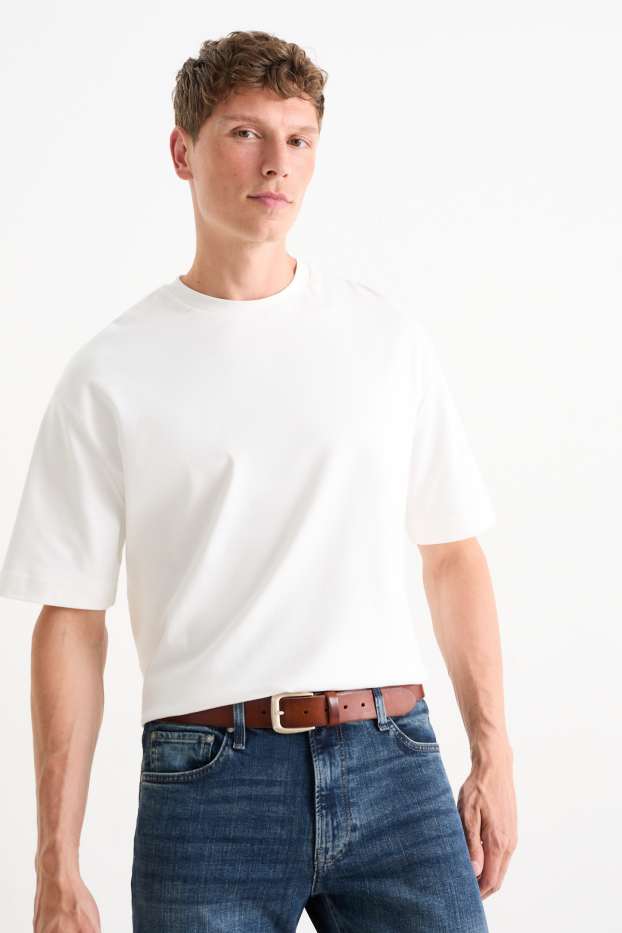 Hommes - Ceinture en cuir - marron foncé