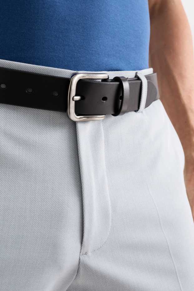 Men - Leather belt - black