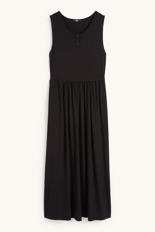 Damen - Basic-Viskose-Kleid - schwarz
