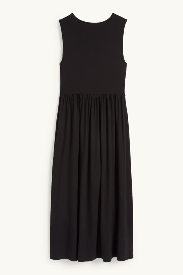 Damen - Basic-Viskose-Kleid - schwarz