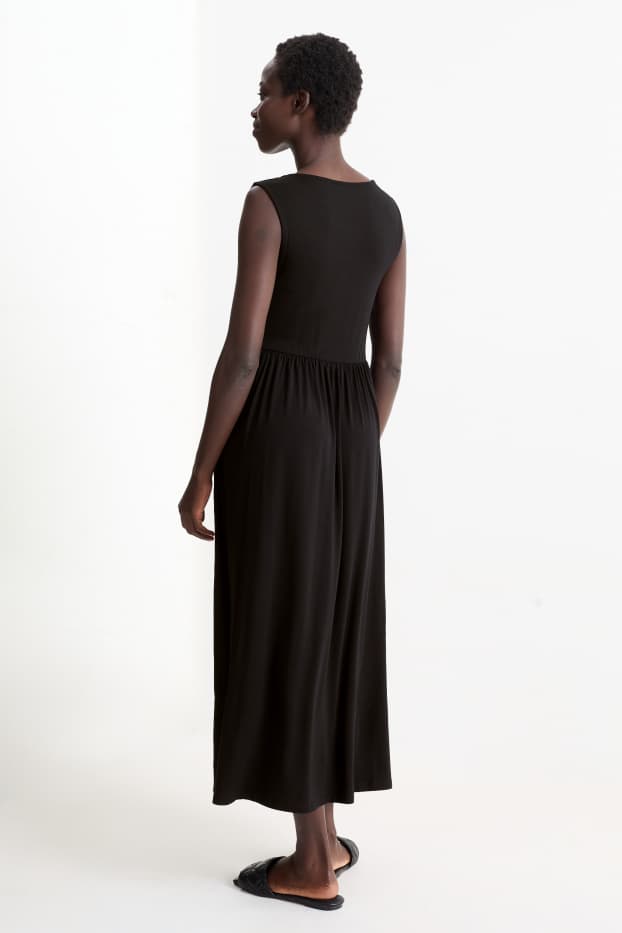 Damen - Basic-Viskose-Kleid - schwarz