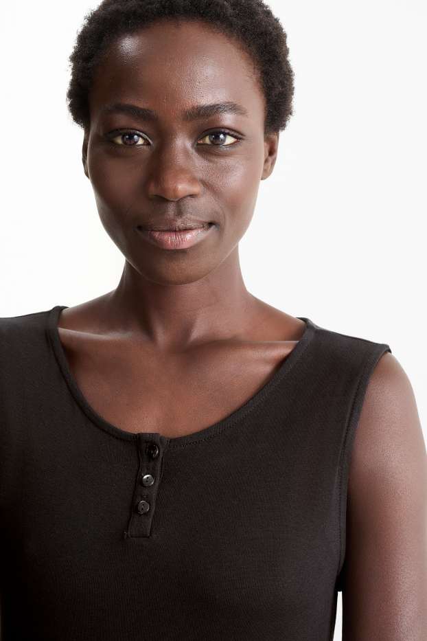 Damen - Basic-Viskose-Kleid - schwarz