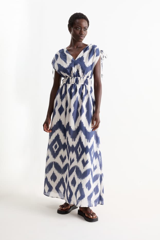 Women - A-line dress - patterned - blue