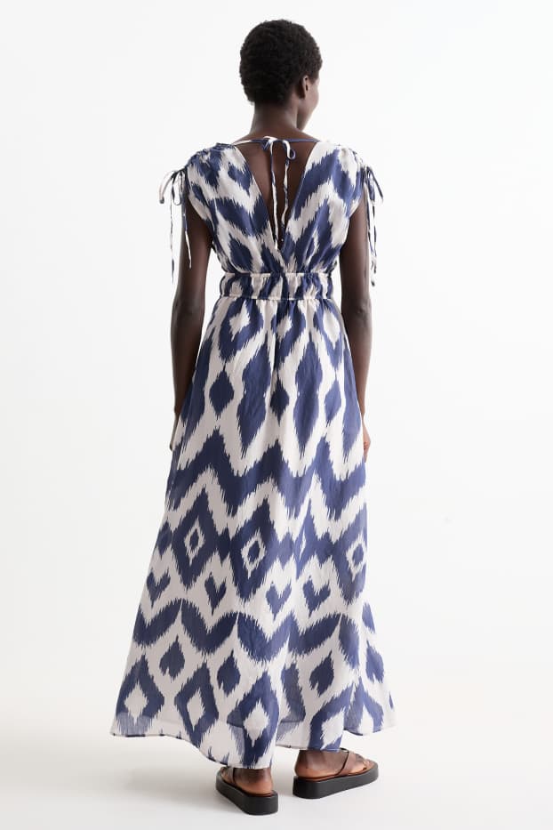 Women - A-line dress - patterned - blue