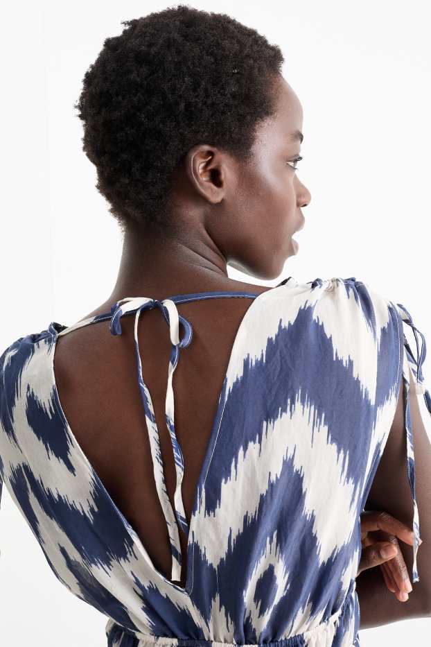 Women - A-line dress - patterned - blue