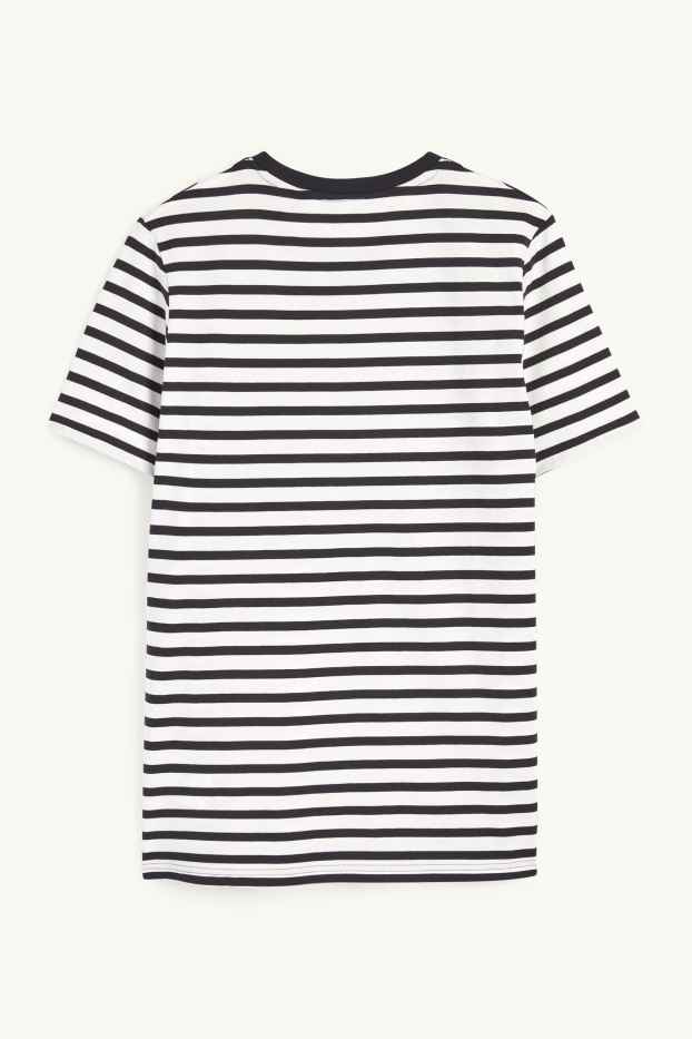 Men - T-shirt - regular fit - striped - dark blue / creme white