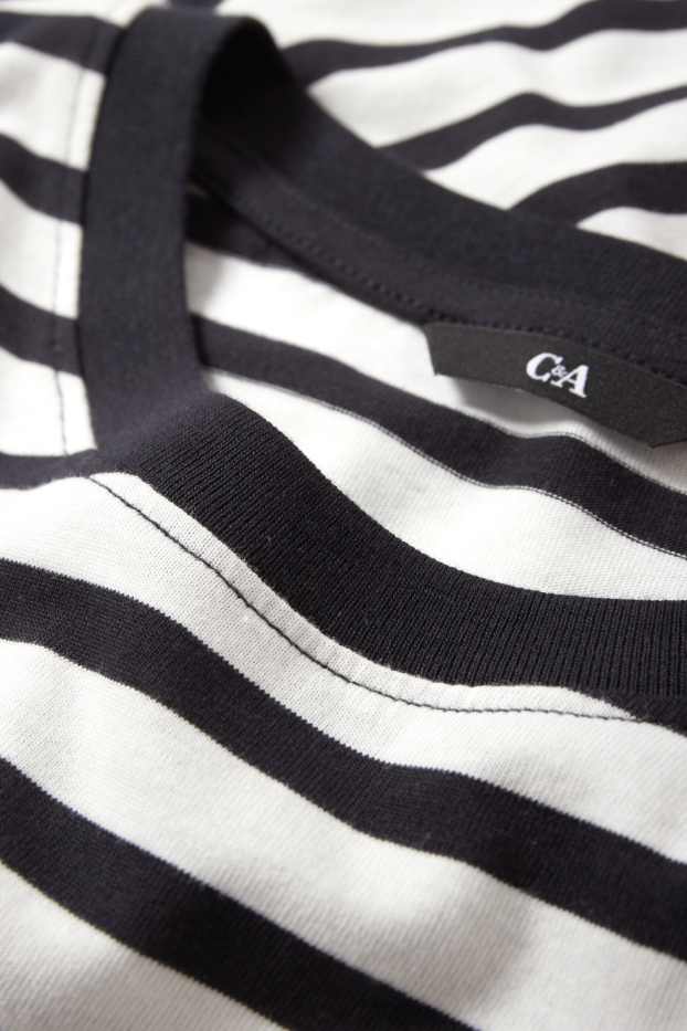 Men - T-shirt - regular fit - striped - dark blue / creme white