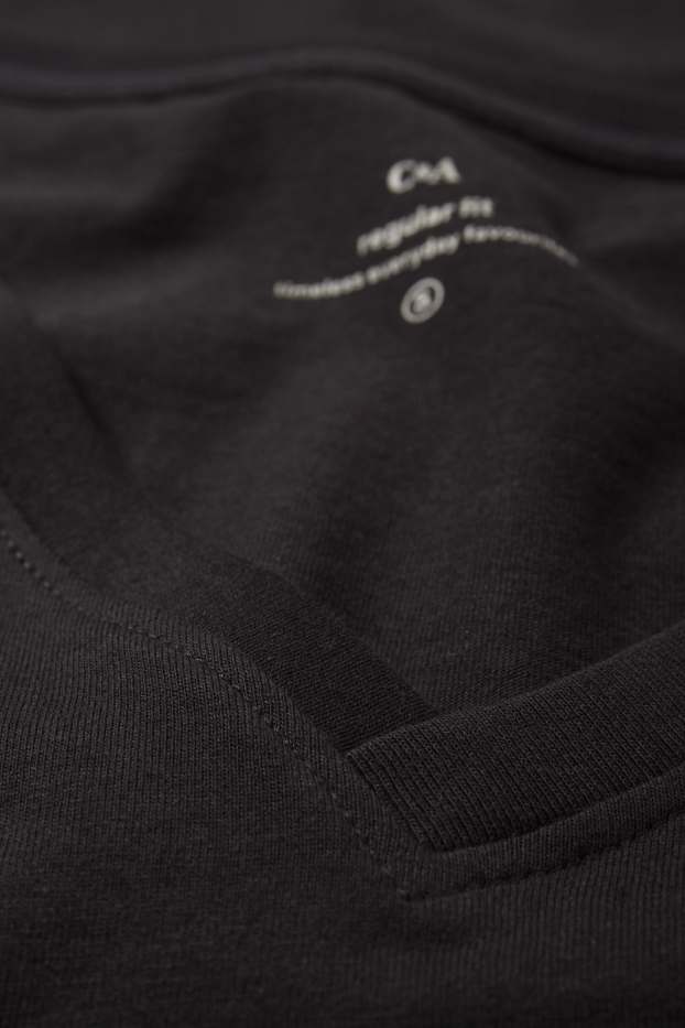 Dames - T-shirt met V-hals - regular fit - zwart