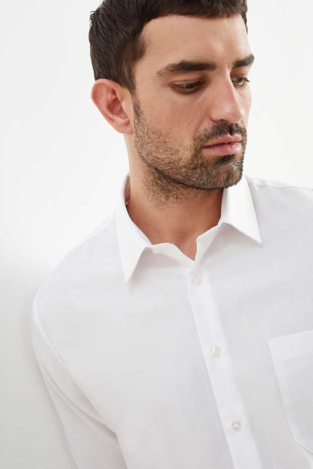 Men - Business shirt - regular fit - kent collar - easy-iron - white