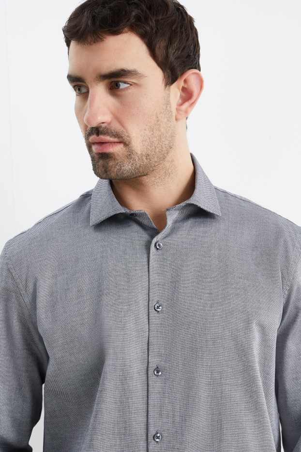 Home - Camisa formal - regular fit - cutaway - fàcil de planxar - gris