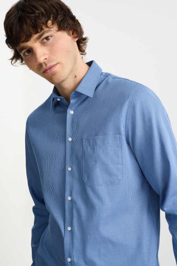 Hombre - Camisa de oficina - regular fit - kent - de planchado fácil - estampada - azul