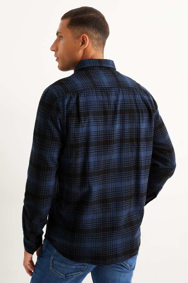 Herren - Hemd - Regular Fit - Button-down - kariert - dunkelblau