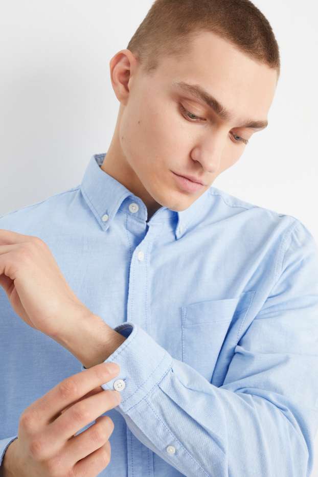Heren - Overhemd Oxford - regular fit - button down - lichtblauw