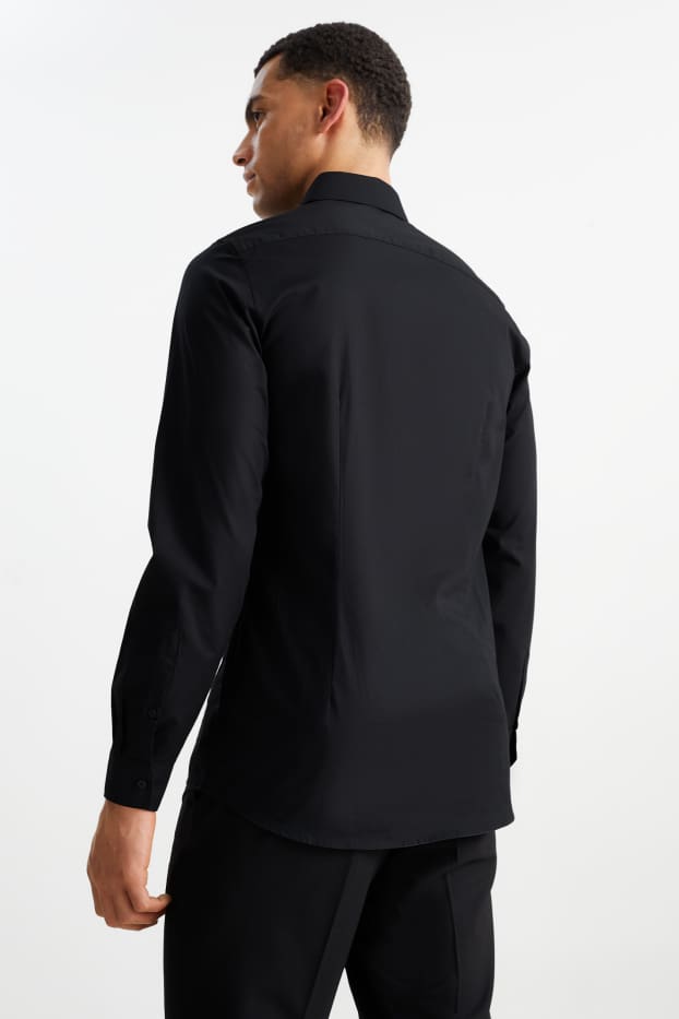 Uomo - Camicia business - body fit - cutaway - LYCRA® - nero