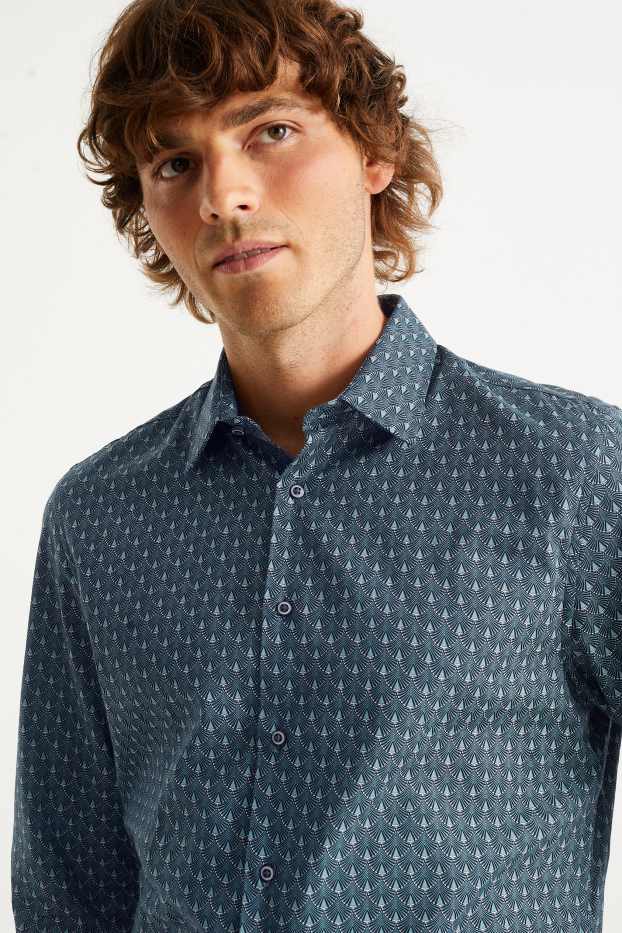 Men - Business shirt - slim fit - kent collar - petrol